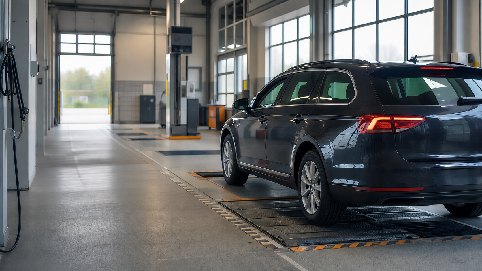 Stationcar i en moderne synshal